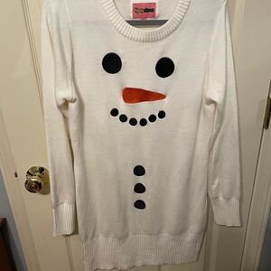 Tipsy Elves White Snowman Sweater Dress Large